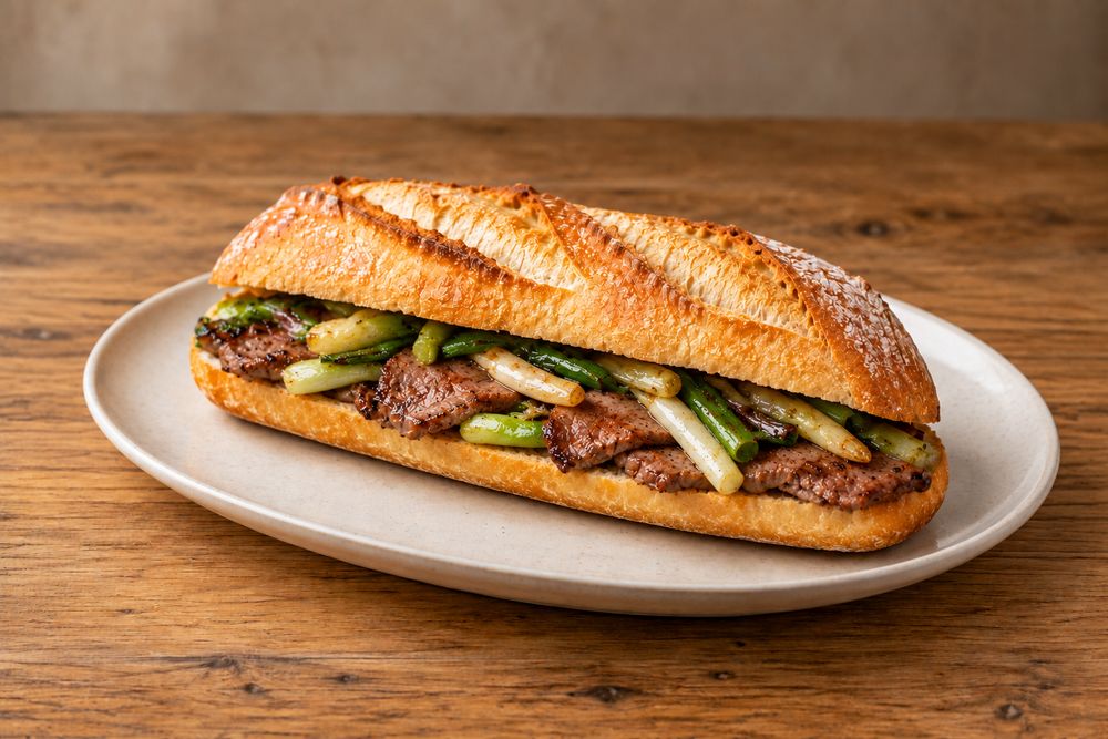 Foto de Carne de caballo con ajos tiernos o patatas